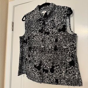 Christopher & Banks Black and White Button Down Shirt